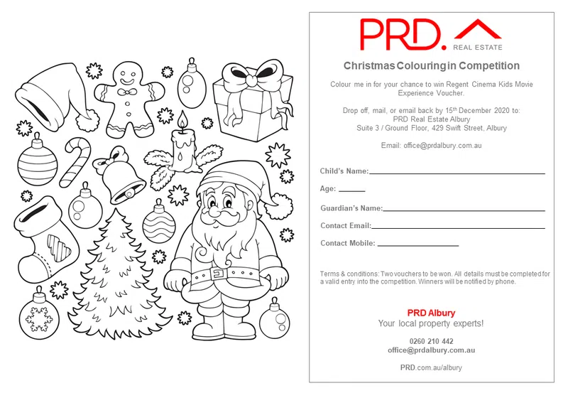 PRD Albury Christmas colouring in competition