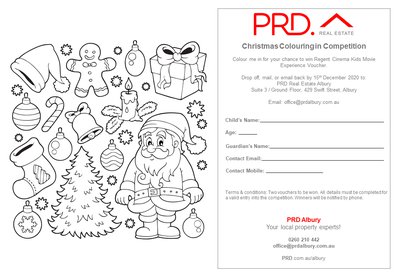 PRD Albury Christmas colouring in competition cover