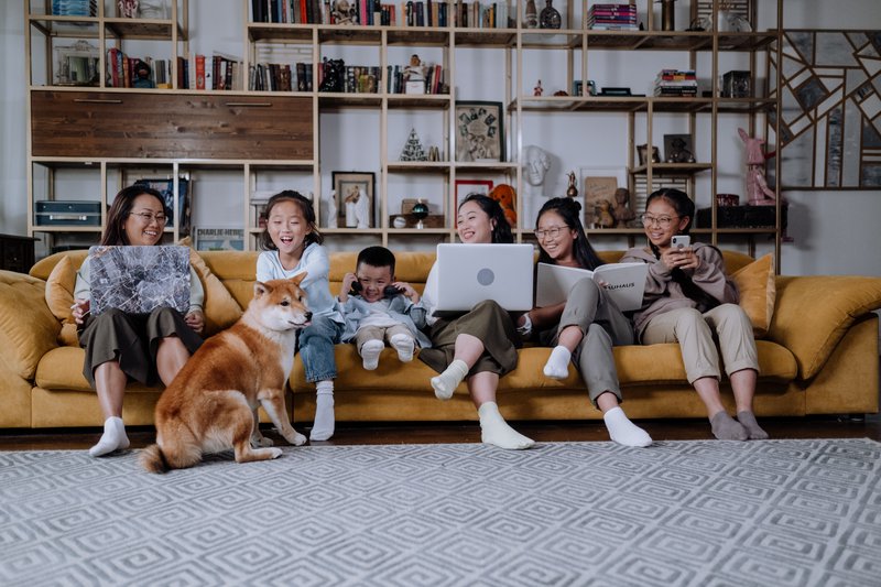 big family in loungeroom